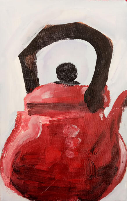 Bule Vermelho. Acrílica sobre tela. 10x15cm